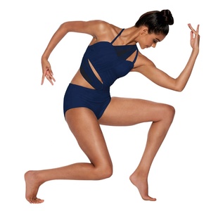 <span class=keywords><strong>Justaucorps</strong></span> lyrique asymétrique MiDee pour femmes adultes avec bretelles fines, accents en maille croisée pour la scène et l'entraînement - Product Image 6