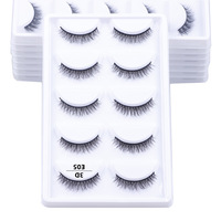 5 paires de faux cils 3D en vison synthétique, naturels, longs, réutilisables, accessoires de maquillage H13 Cat