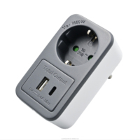Enchufe Schuko europeo de alta calidad, enchufe 16A, adaptador eléctrico con interruptor, 1 enchufe de pared, a tipo C USB, 1 unidad, 1 unidad
