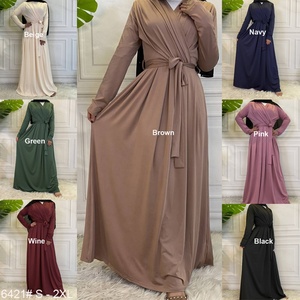 6421 #   Último Modelo de Vestido Interior Modesto para Uso Diario en Dubái, Venta al por Mayor, Listo para Enviar, Diseño Plisado, 7 Colores, Vestidos Largos, Abaya Musulmana 2021 - Product Image 3