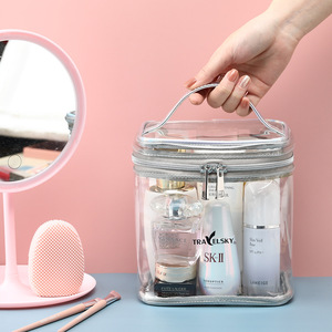 Travelsky Cosmetic Bag Large Capacity Waterproof PU Transparent Storage Travel Toiletry <b>Case</b> <b>Makeup</b> Organizer Portable Handbag - Product Image 3