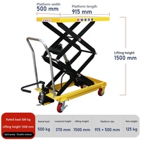 Table élévatrice à ciseaux renforcée, chariot de levage hydraulique manuel, sans déformation, ressort en acier, capacité 100 kg, hauteur maximale 720 mm pour