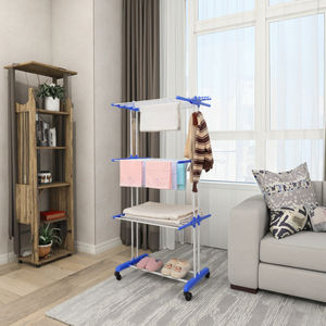 Séchoir à Linge Pliable Multifonctionnel à Trois Niveaux sur Pied de Type Ailes Papillon avec 19 <span class=keywords><strong>Tubes</strong></span>, Support Mobile d'Intérieur Vente en Gros - Product Image 3