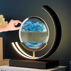 Flowing Sand Art Light Hourglass LED Light Moving Sand Art Picture 3D Dynamic Quick Sand Lamp Quicksand Painting Table Lamp