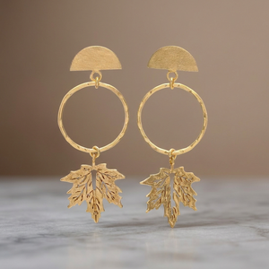 ต่างหูทองเหลืองประดับพลอยทำมือ ชุบทอง ดีไซน์ทันสมัยสไตล์โบฮีเมียน - Product Image 3