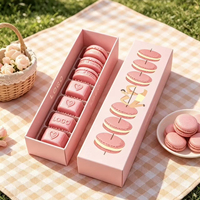 Boîte en papier rectangulaire longue personnalisée en gros avec plateau en plastique pour l'emballage de macarons, chocolats, bonbons, boîtes cadeaux