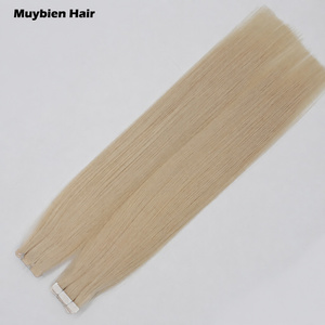 Extensions de cheveux naturels indiens vierges à prix d'usine, invisibles, lisses, avec bande adhésive, blondes, lisses naturelles - Product Image 1