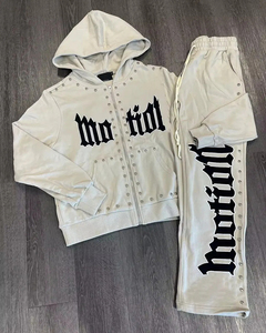 Conjunto Deportivo Personalizado Unisex de Alta Calidad con Logotipo Impreso y Bordado, Sudadera con Capucha y Pantalones Deportivos de Felpa Vintage para Deportes - Product Image 5