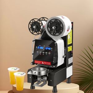 Electric Fully Automatic Heat Sealing <b>Machine</b> for Paper <b>Plastic</b> Cups Beverage Cartons 90/95mm Bubble Milk Tea Cups Commercial - Product Image 1