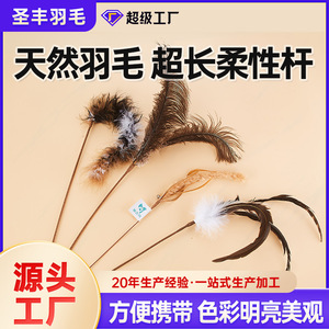 Real Feather Long Stick Cat Teaser <b>Bite</b> Resistant Interactive Toy For Cats - Product Image 5