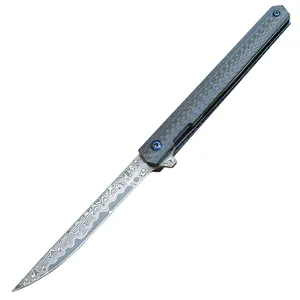 Hediye mavi kenar şam çelik çay bıçağı meyve soyma bıçağı açık kamp Survival cep bıçak karbon fiber kolu ile