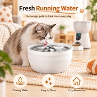 Distributeur intelligent pour chats 4L avec caméra 2K, fontaine en acier inoxydable 3L, Wi-Fi double bande, vision nocturne, couvercle de confidentialité et alimentation de secours