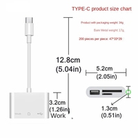 Convertidor Hub Multipuerto 3 en 1 Tipo-C/Lightning a USB A, Adaptador OTG, Lector de Tarjetas de Memoria TF y SD para iPhone, Android y Laptop