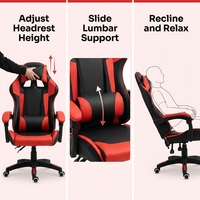 Chaise de jeu industrielle en cuir AOR avec fonction inclinable, chaise élévatrice, accoudoirs réglables, base oscillante