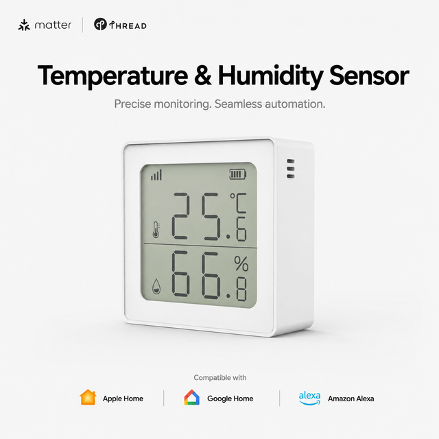 Standalone Smart Temperature and Humidity Sensor with TFT Display Wireless WiFi Android APP Control Matter Tuya Compatible
