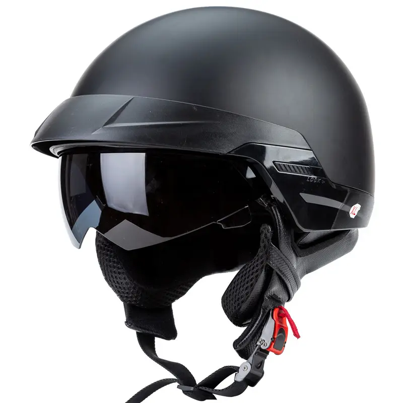 Черный красивый шлем с открытым лицом, мотоциклетный аксессуар, мотоциклетные шлемы