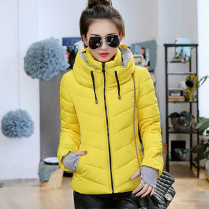 Abrigo Parka Acolchado de Algodón Delgado para Mujer, con Capucha Sólida, Cuello Alto y Cremallera, Material Exterior de Poliéster - Product Image 3