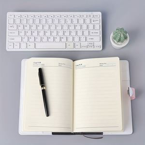 Carnet de notes personnalisé en cuir A5, couverture rigide rose, premium, avec mot de passe, reliure cousue, 80 feuilles, pour étudiants - Product Image 4