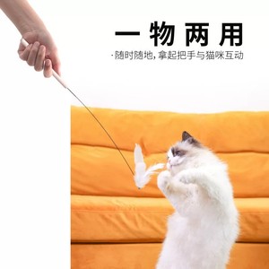 Jouet pour chat à ventouse avec têtes de fil et de plumes interchangeables, résistant aux morsures, tige longue détachable, jouet auto-amusant pour chat - Product Image 3