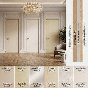 Puerta de dormitorio de melamina ignífuga, precolgada, antiarañazos, con borde PUR, panel plano, grano de madera, estilo nórdico sencillo para interiores del hogar. - Product Image 4