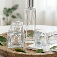 Flacon de Parfum Vide Transparent Carré, en Verre, Bouteille de Vaporisation pour Parfum – 3ml, 5ml, 10ml, 15ml, 20ml, 30ml, 50ml, 100ml