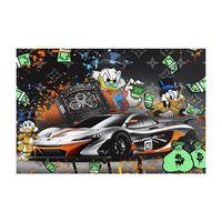 Peinture sur toile personnalisée de graffitis de rue, dessin animé abstrait imprimé, encadrée, art mural suspendu pour la décoration de la maison