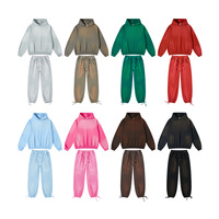 Ensemble Jogging MSET5097 Automne/Hiver, Impression Personnalisée, Broderie, Mélanges de Coton 445 Gsm, Ensemble de Sweat-Shirts et de Pantalons de Jogging Lavés à la Machine