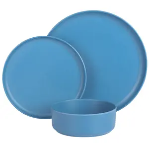 Nouvelle conception d'usine ensemble d'assiettes en mélamine bleu mat de nombreuses couleurs nordiques vaisselle