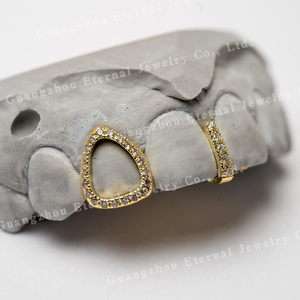 Donne su misura uomo aperto Grillz singolarmente nome simbolo Moissanite diamante S925 argento 10K oro massiccio fino Grillz per denti - Product Image 4