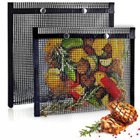 Sac en maille réutilisable antiadhésif en fibre de verre de qualité alimentaire pour barbecue en plein air, maison, jardin, camping-barbecue, accessoires