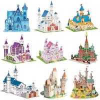 Individuelles 3D-Puzzle Schlossmodell Puppenhaus DIY Bauspiele für Kinder Papierfaltspielzeug aus Karton