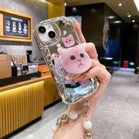 Coque de téléphone portable en TPU électroplaqué 3D motif chat mignon de luxe pour Apple 16 Pro, compatible iPhone XR, avec effet miroir et finition souple