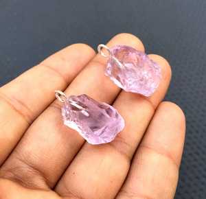 Colgante de plata de ley 92,5 de amatista Rosa Natural, piedra preciosa de 2 piezas, hecho a mano, muy impresionante - Product Image 4