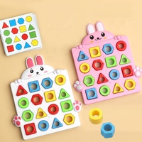 Enfant en bas âge lapin conception paire puzzle jouet Montessori tableau d'apprentissage couleur forme géométrique cognition tri correspondant jeu de puzzle