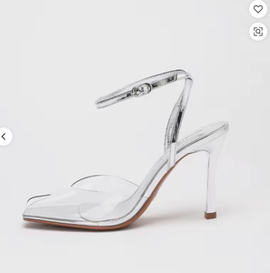 Sandali Eleganti con Tacco Alto Silenzioso, Cinturino alla Caviglia Metallizzato, Punta Aperta, Tacco Sottile, in Pelle Verniciata per l'Estate, da Donna - Product Image 5