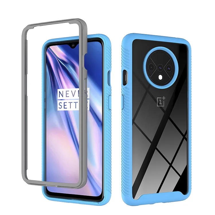 For OnePlus 7T Acrylic back cover Crystal Clear TPU PC frame 3 in 1 Mobile Phone Bags case Shockproof Phone Case