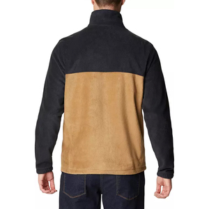 Chaqueta de lana de invierno de colores mezclados para hombre Ropa de trabajo con cuello levantado de nuevo diseño con cremallera y logotipo frontal con patrón de retazos - Product Image 3