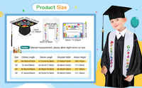 Gaun Wisuda TK Anak Laki-laki Perempuan Seragam Sarjana 3Pcs Set Seragam Wisuda Prasekolah Jubah Selendang dan Topi