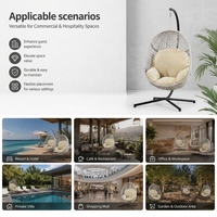 Fauteuil suspendu de qualité commerciale avec support, chaise œuf en osier robuste, mobilier de salon d'extérieur toutes saisons pour complexe hôtelier