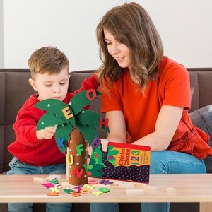 Jouet éducatif Montessori en feutre avec chiffres et lettres, motif pomme/coquillage, détachable, <span class=keywords><strong>interactif</strong></span>, avec attaches auto-agrippantes. - Product Image 3
