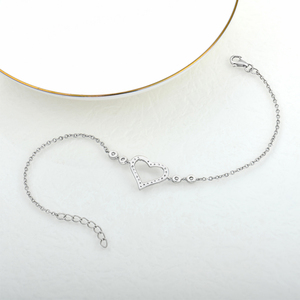 Benutzer definierte Luxus hand gefertigte klassische Frauen Geschenke Rhodiniert Weiß CZ Sterling Silber personal isierte Designer Herz Armbänder - Product Image 4