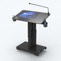 Pupitre électrique réglable en hauteur microphone infrarouge sans fil IOT podium bureau d'ordinateur de discours de professeur d'université
