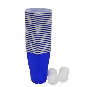 Vasos de <span class=keywords><strong>Juego</strong></span> de Beer Pong Hexagonales Coloridos para Fiestas en Bares y Piscinas, Vasos de Plástico Rojos con Ping Pong - Product Image 5