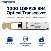 Transceiver optique 100G QSFP28 SR4 pour centre de données, Top of Rack, Leaf, Spine, HPC, Cluster, Serveur, Uplink, Interconnexion IA