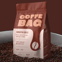 Sachet de café personnalisé écologique à fond plat avec valve et fermeture éclair pour grains de café