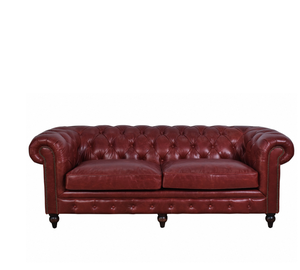 Sofá Chesterfield de Cuero Genuino de Lujo, Sofá Individual, Doble o Triple, Muebles para Sala de Estar, Diseño Clásico con Botones - Product Image 1