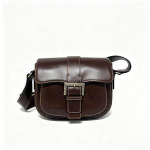 Women <b>Small</b> Retro Leather Saddle Bag Metal Buckle Flap Casual Crossbody Shoulder Handbag - Product Image 1