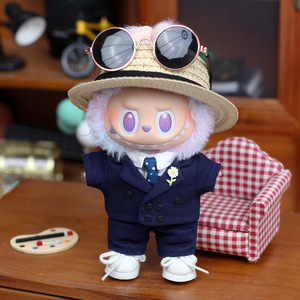 Universal Labubu Doll Clothes <b>Navy</b> Blue Suit Set With <b>Hat</b> For Generations 1 And 3 Kids Age 8 13 Years Unisex - Product Image 1