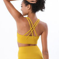 Nouveau soutien-gorge de sport push-up à maintien élevé, antichoc, en Spandex/Nylon brossé double face, avec dos croisé, idéal pour le yoga et le fitness
