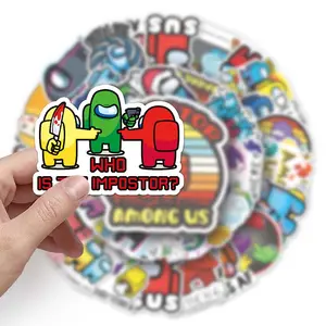 Stiker dekorasi Game Among Us, stiker grafiti permainan gaya baru untuk bagasi Laptop gitar papan luncur tahan air 50 buah